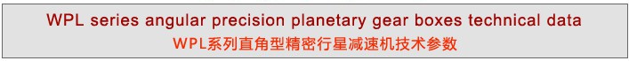 WPL系列直角型精密行星减速机